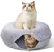 The Fellie Large Cat Tunnel Bed, Scratch Resistant Donut Bed, Tunnels for Indoor Cats, Cave Bed With Zipper Design, Interactive Toy for Cats and Kittens, Up to 30 Lbs, Light Grey