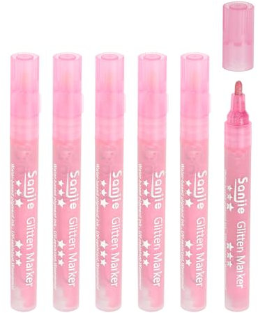 PATIKIL Metallic Marker Pens, 6Pcs Glitters Paint Pens Paint Pens Shimmer Colored Markers Art Marker Pen for DIY Craft Photo Album Wax Seal, Pink