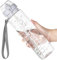 OLDLEY 1L Sports Water Bottle with Straw, Tritan 1 Litre Motivational Drink Bottle, BPA Free Leakproof Transparent Water Bottle with Time Marker for Cycling, School, Gym, Outdoor (Clear)
