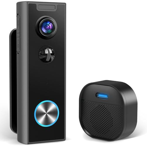 MKEOLGE 2K Video Doorbell Camera Wireless, Chime Ringer Included, Front Door Camera, 2-Way Audio, Battery Powered, AI&PIR Detection, HDR, 2.4GHz WiFi, Easy to Install