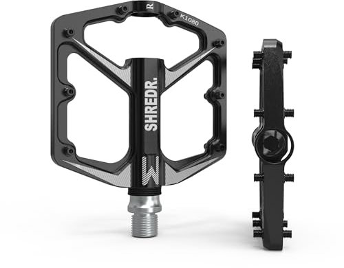 Shredr. Flat Pedale für MTB | Superleichte Flatpedals fürs Mountainbike | In 2 Größen und 9 Farben | Nur 320 Gramm (schwarz, M)
