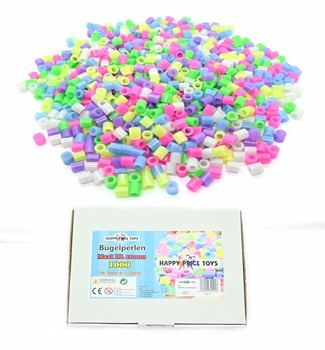 1000 Maxi XL 10mm Bügelperlen Leuchtfarben (Glimmen im Dunkeln) Große 10mm Bügelperlen Für Kinder ab 3 Jahren. (Kompatibel mit allen Maxi Stiftplatten.) Kinderfreundlich da kein Phosphor!