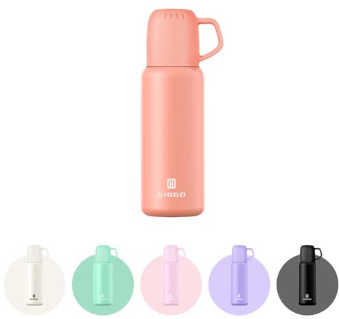 Thermal Flask with Cup 538ml/18.6oz Flask for Hot Drink, Vacuum Insulated Flask, Thermal Cold Water Bottle Thermo Coffee Flasks(Orange,Single)