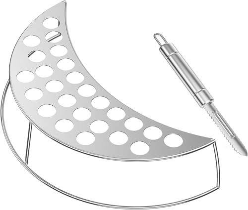 onlyfire Jalapeño Halter Edelstahl für 57 cm Kugelgrill & Kamado, 3-in-1 Grillständer mit 25 Löchern und Chili-Entkerner, Chili Rack, Hähnchenschenkel Halter, Warmhalterost