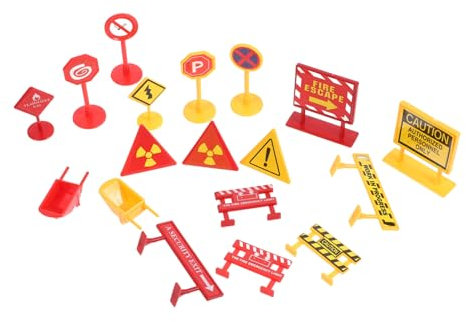 BESTonZON 2sätze Mini Verkehrsschilder Spielset Für Junge Mädchen Straßenschilder-Modelle Verkehrszeichen-Spielzeug Robuste Materialien Kompakt Und Leicht Zu Verstauen