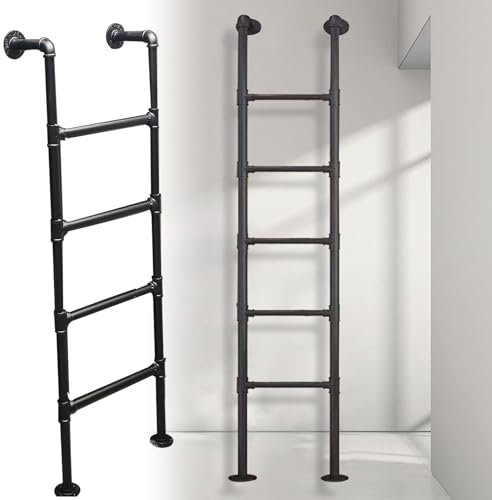 GODFSAHG Heavy-Duty Egress Ladder Basement 4-8 Steps Window Well Ladder - Emergency Fire Climbing Ladder, Wall Mounted Metal Step Ladder for Home,Loft Bunk Bed,Deck, Loads 330lbs(105cm/41in