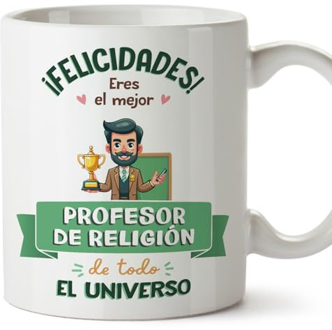 MUGFFINS Tazas para PROFESOR DE RELIGIÓN hombre - En Español - Mejor Universo Trofeo - 11 oz / 330 ml - Regalo original y divertido