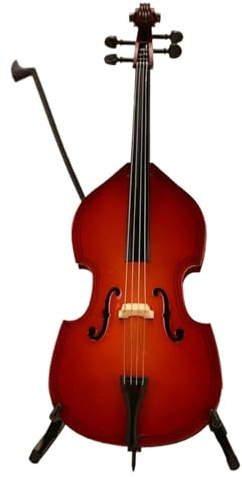 Modell Musikinstrument Miniatur-Kontrabass-Modell Mit Ständer Und Koffer Mini-Kontrabass Mini-Musikinstrument Ornamente Dekor Heimhandwerk(8cm)