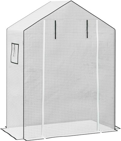 Lámina de recambio Outsunny Cubierta de recambio de lámina de PE con protección UV, puerta enrollable, ventana lateral, lámina de invernadero para invernadero, nave de tomates, 140 x 73 x 190 cm,