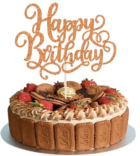 1 Packung Happy Birthday Cake Topper Glitter Celebrating Happy Birthday Cake Pick Baby Shower Kids Happy Birthday Cake Decoration Party Supplies Orange