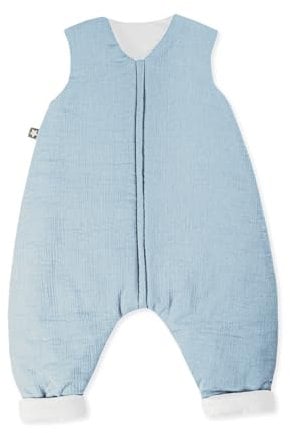 Julius Zöllner Schlafoverall Jumper gefüttert Musselin 2,5 TOG Gr. 80 | 100% Baumwollmusselin | Oeko-TEX Standard 100 | Denim