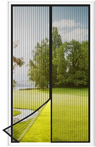 ELAKIRI Zanzariera Magnetica 110×220cm, Griglia Criptata Zanzariere Magnetiche, Zanzariera Porta Finestra con Velcro Installabile Senza Forare, Tenda Zanzariera Traspiranti per Interni, Balcone (Nero)