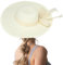 7VSTOHS Women's Sun Hat Floppy Foldable Bowknot Large Wide Brim Straw Hat Adjustable Summer Beach Cap UV Protection UPF50+ White