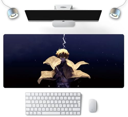 Anime Gaming Mouse Pad, Demon Agatsuma Zenitsu Grande Teclado Mouse Mat, antideslizante e impermeable, Accesorios PC Gaming 800×300×3mm
