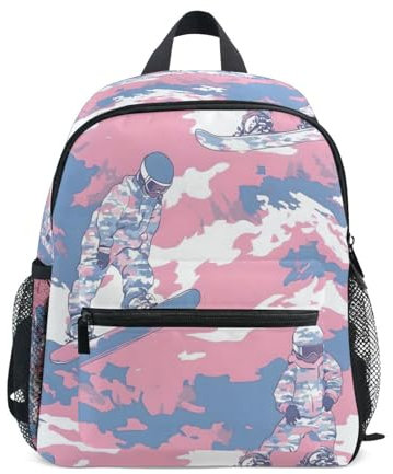Mnsruu Snowboard-Spieler-Rucksack, Camouflage, Kleinkind, Vorschulrucksack, Kinder, Jungen, Mädchen, Kindergarten, Schultasche, B2793, 25.40x30.5x10cm