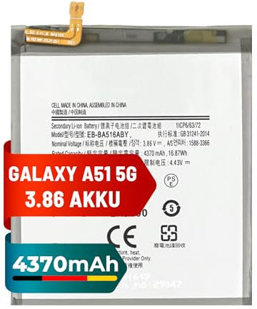 Mpsmobile® Akku für Samsung Galaxy A51 5G | EB-BA516ABY | 4370mAh | Hohe Leistung und Zuverlässigkeit