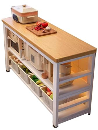 Mesa de bar con isla de almacenamiento para cocina, 80 cm de altura, estación de café y soporte para microondas, perfecta para el hogar, cocina y comedor