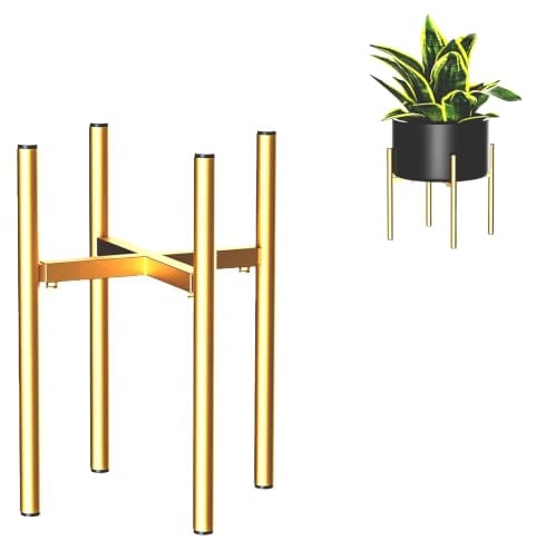 DeJivsin 2pcs Verstellbarer Pflanzenständer aus Metall Gold, 21cm-35cm Blumenständer Plant Stand, Blumenständer für Töpfe mit einem Außendurchmesser von 20-35 cm