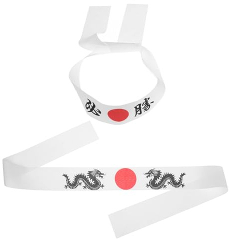 Yardenfun 2 Stück Japanisches Stirnband aus Weichem Atmungsaktivem Polyester Multifunktional als Karate Haarband Stylisches Ninja kostüm Zubehör für Erwachsene und Sport