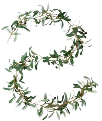 Gettimore Guirlande de feuilles d'olivier artificielles 180 cm Décoration réaliste pour différents décors