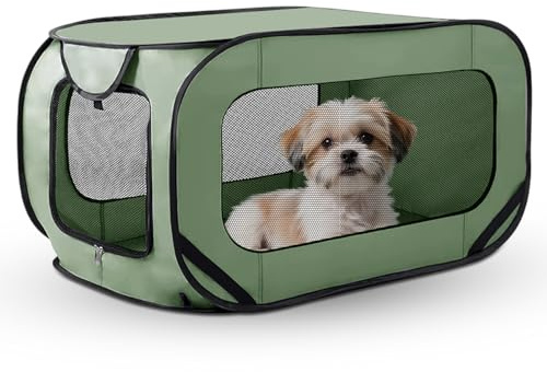 Faltbare Transportbox für Hunde & Katzen 94x53x53 cm, Bis 25 kg | Hundebox Faltbar, Leicht & Kompakt, Hundetransportbox Auto für Unterwegs & Zuhause (Grün)