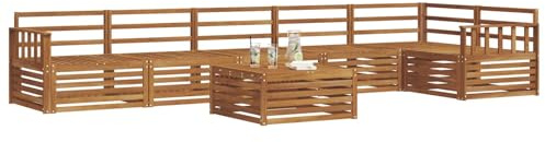 vidaXL Outdoor-Sofagarnitur 7 pcs Natur Massivholz Akazie, Gartenbank, modernes Ecksofa, strapazierfähige Sitzmöbel, Lounge für Terrasse, stylischer Komfort