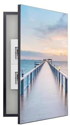 Générique Cache-Panneau électrique – Cadre décoratif en Aluminium pour Cuisine, Cache-Tableau de mesures, élégant Tableau de Distribution (Cadre Noir, 50 x 100 cm)