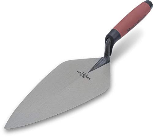 Cazzuola Marshalltown, cazzuola London Style con manico ergonomico Durasoft, in acciaio al carbonio, con punta larga e collo dritto, dimensioni della cazzuola: 254x118 mm, Argento