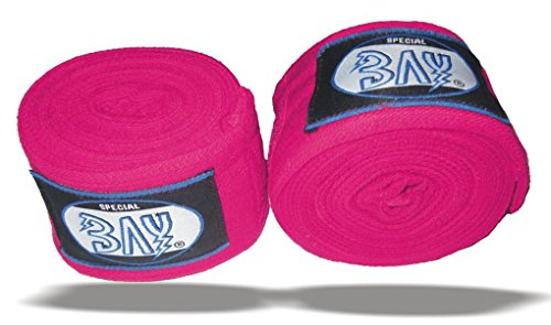 BAY® Basic 2,5 Boxbandagen + WICKELANLEITUNG, PINK, elastisch, 2,5 Meter x 5 cm, Box-Bandagen, Paar, PINK ROSA