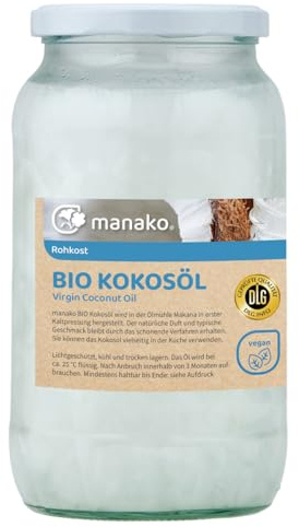 manako BIO Kokosöl/ Kokosfett, nativ kaltgepresst, 900 ml Glas