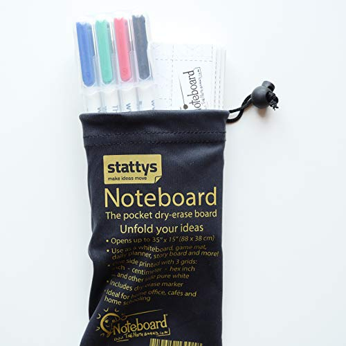 Stattys Noteboard – Faltbares Whiteboard im Taschenformat mit 4 trocken abwischbaren Markern
