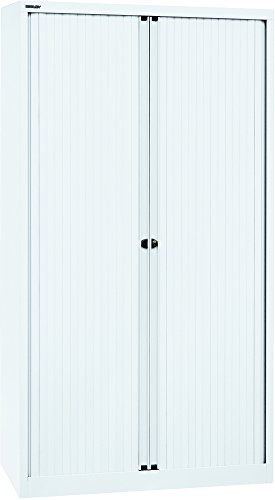 BISLEY Rollladenschrank EuroTambour, 4 Fachböden, 5 OH, Metall, Pww696 Rollladen/Korpus Verkehrsweiß, 43 x 100 x 198 cm