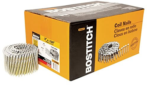 BOSTITCH C10P120DG Thickcoat Round Head 3-Inch by .120-Inch 15 Degree Coil Framing Nail (2,700 per Box)