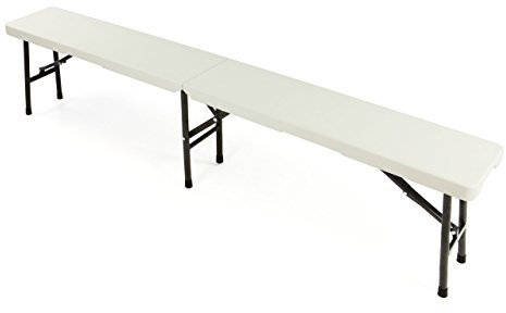 Nexos Trading Partybank Klappbank 180 x 25 x 41 cm Bierbank bis 200 kg Gartenbank Garnitur robust stabil wetterfest Kunststoff für 4 Personen Farbe wählbar schwarz weiß braun (weiß)