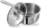 Vinod Stainless Steel Saucepan with Glass Lid – 1.1L (14 cm) | Two-Tone Polished Finish | Induction & Gas Stovetop Compatible | Steam Vent Tempered Glass Lid | Ideal for Boiling Milk, Making Soups