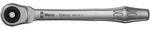 Wera, 8003 A Cricchetto Zyklop Metal con passante quadro con attaco da 1/4, 1/4 pollice x 141.0 mm