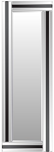Mirror Eva - Espejo de Pared Biselado con Marco de Cristal Negro de Longitud Completa (16 x 48)