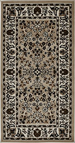 andiamo Teppich Oriental - Wohnzimmerteppich - orientalische Deko - Teppich Schlafzimmer pflegeleicht mit zeitlosem orientalischem Muster 80 x 150 cm Beige