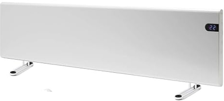 Adax Neo Low Profile Portable Electric Panel Heater/Convector Radiator With Thermostat, Timer And Temperature Display. Slimline, modern design (White, 1200W)