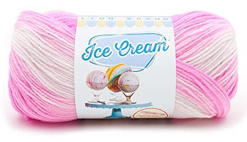 Lion Brand Yarn Ice Cream, DK Weight Acrylic Blend Yarn for Knitting, Crochet, and Crafts, Birthday Cake, 1 Pack
