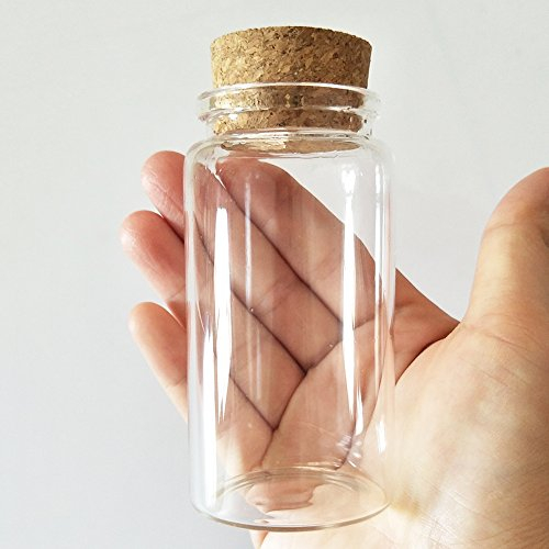 Luo House 3pcs 100 ml piccole bottiglie di vetro fiale vasetti in vetro con tappo in sughero bottiglia 100 ml 47 x 90 MM (4,7 x 9 cm)