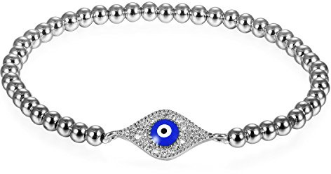 JewelryWe Schmuck Armband Damen Böse Augen Runde Herz Buddhas Hand Amulett Armkette Verstellbarer Armreif Kettenarmband Gold
