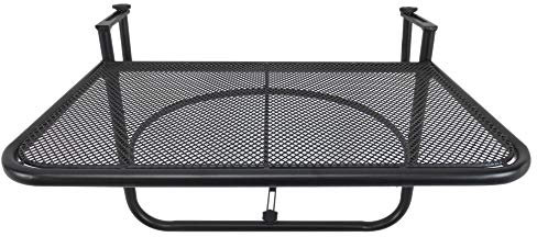 Outsunny Table Suspendue pour Balcon dim. 60L x 56,5l cm Hauteur réglable 3 Niveaux métal époxy Noir