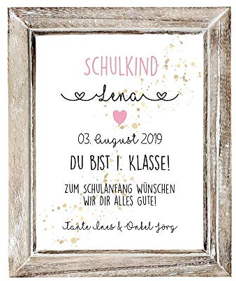 Geschenk zur Einschulung, personalisiertes Poster mit Namen - Für Mädchen und Jungen zum Schulbeginn