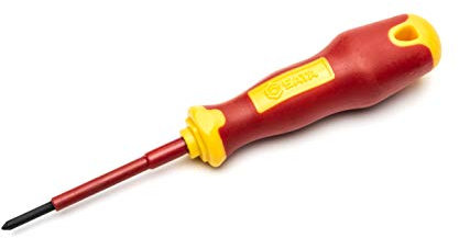 SATA VDE - Destornillador de cabeza Phillips #0 con mango VDE y hoja de acero S2 probado a 10.000 voltios, 0 x 2.36 pulgadas (60 mm) - ST61221SC