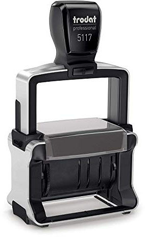 Trodat Datador Professional 5117 Stempel, selbstfärbend, 12 spanische Texte, Druckgröße ca. 48 x 4 mm, schwarze Tinte