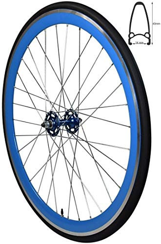 Redondo 28 Zoll Vorderrad Singlespeed Fixie Laufrad Felge Blau Schwarz + Reifen