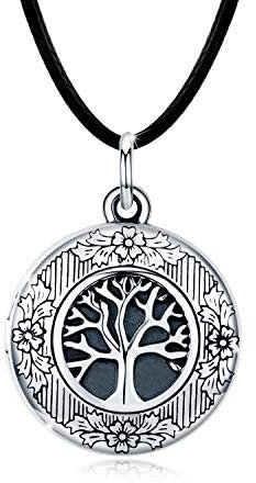 CUOKA MIRACLE Baum des Lebens Medaillon Halskette 925 Sterling Silber Foto Amulett Halskette Medaillon zum Öffnen von Bildern Amulett Schmuck Geschenke für Frauen Mädchen