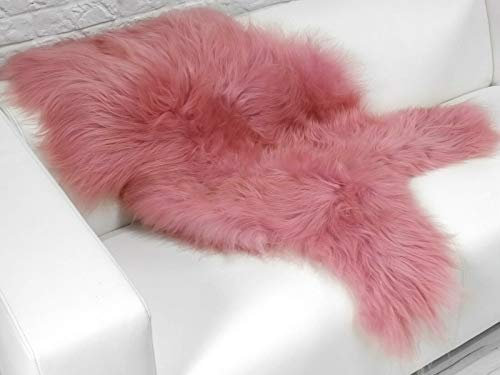 World of Sheepskins Tapis en peau de mouton/rose/islandais/housse de canapé/housse de sol/tapis en peau d'agneau/teinture GD04