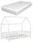 [en.casa] Kinderbett Sisimiut mit Matratze 70 x 140 cm Hausbett mit Rausfallschutz Holzbett für Kinder Bodenbett Lattenrost Kiefernholz Weiß